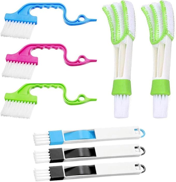 UPKOCH Window Groove Cleaning Brush Set 8pcs Window Gap Scrubber Brushes Dust Removal Wet and Dry Use Cleaning Tools for Home and Office