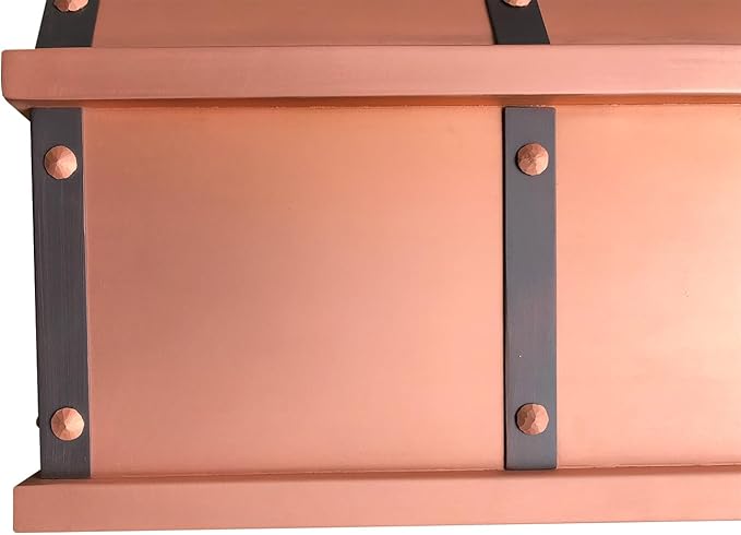 CT Copper Tailor Sloped Copper Vent Hood Island Mount,48'' W,27''H, 1150 CFM Exhaust Fan,Stainless Steel Vent,LED Light,Dishwasher-Safe Baffle Filters,VH8TR1