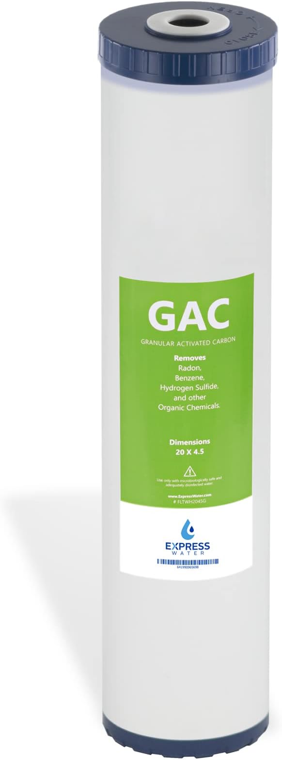 Express Water – Granular Activated Carbon Replacement Filter – Whole House Replacement Water Filter – GAC High Capacity Water Filter – 5 Micron Water Filter – 4.5” x 20” inch