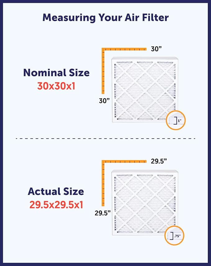 Filter King 8x24x1 Air Filter | 6-PACK | MERV 8 HVAC Pleated A/C Furnace Filters | MADE IN USA | Actual Size: 8 x 24 x .75"