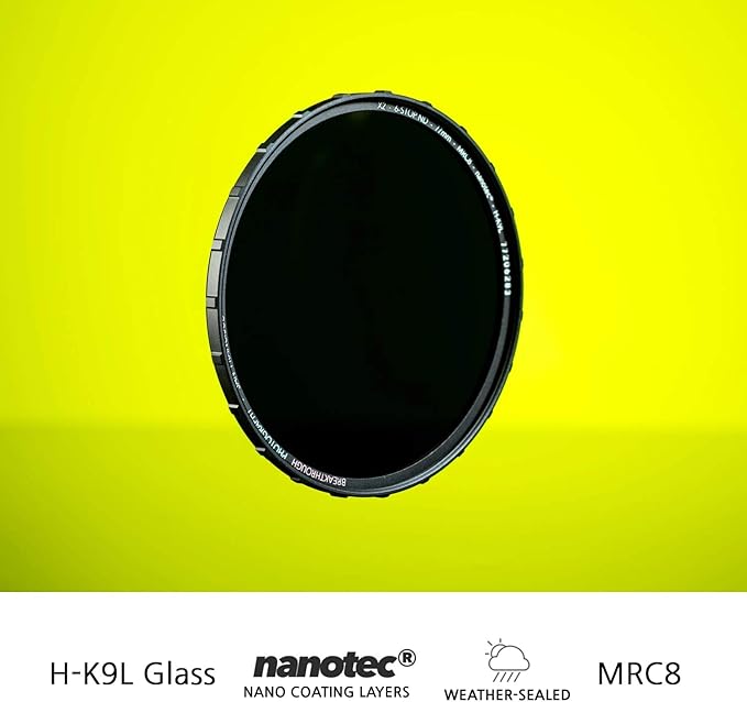Breakthrough Photography 62mm X2 3-Stop Fixed ND Filter for Camera Lenses, Neutral Density Professional Photography Filter, MRC8, H-K9L Glass, Nanotec, Ultra-Slim, Weather-Sealed