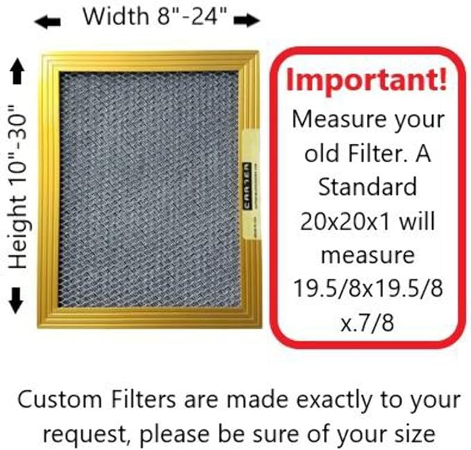 CARTER | Gold | MERV 8 | HVAC & Furnace Filter | Washable Electrostatic ((18x20x1))
