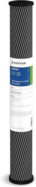 Pentair Pentek C1-20 Carbon Water Filter, 20-Inch, Whole House Dual Purpose Powdered Activated Carbon-Impregnated Cellulose Replacement Cartridge, 20" x 2.5", 5 Micron