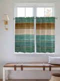 Vintage Plank Turquoise Brown Window Valance Curtains, Farmhouse Wood Grain Light Filtering Kitchen Valance with 3-inch Rod Pocket for Living Room Bathroom Bedroom,2 Panel,52x45In