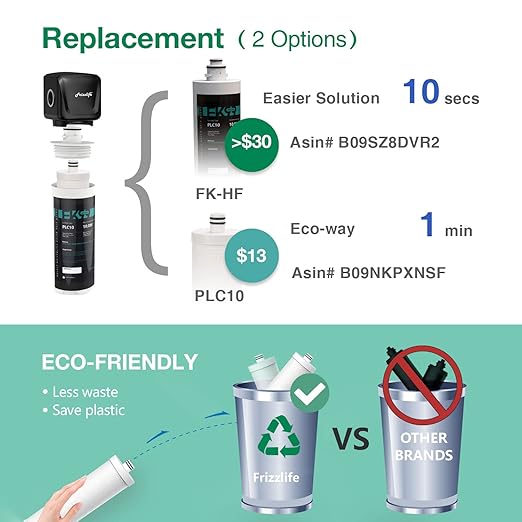 Frizzlife FK99 Under Sink Water Filter System, NSF/ANSI 53&42 Certified, Remove 99.99% Chlorine, Lead, Bad Taste&Odor, Direct Connect, 0.5 Micron, Under Counter Drinking Water Filter