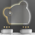 LTSRLL LED Vanity Mirror Cute Bear Decorative Mirror for Bathroom & Dressing Tabler Backlight Wall Mirror with 3 Color Dimmable Light Demister Pad Human Body Sensor Switch(Cut Right,70cmx85cm)