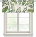 Summer Palm Leaf Sheer Valance Curtains, Green Tropical Plants Nature Leaves Linen Light Filtering Kitchen Valances Rod Pocket Voile Curtain Window Treatment for Bedroom/Living Room/Basement 60Wx18L