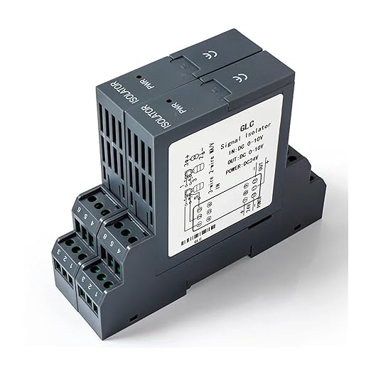 Analog Signal Isolator 4-20mA Signal Isolator Din Rail Mount 0.5% FS Precision for Industrial Automation PLC Control System(1 in 1 Out,Output 4-20MA_Input 0-10MA_DC24V)