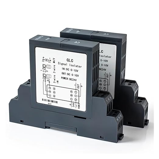 Analog Signal Isolator 4-20mA Signal Isolator Din Rail Mount 0.5% FS Precision for Industrial Automation PLC Control System(1 in 2 Out,Output 0-10V_Input 1-5V_DC24V)
