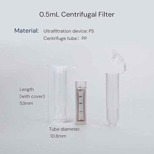 10kDa Ultra Centrifugal Filter Unit, 0.5mL, Regenerated Cellulose RC Membrane, Snap Caps (24/PK)