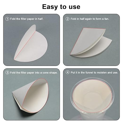 StonyLab Quantitative Filter Paper Circles, 94mm Diameter Cellulose Filter Paper with 20 Micron Particle Retention Medium Filtration Speed, Pack of 100