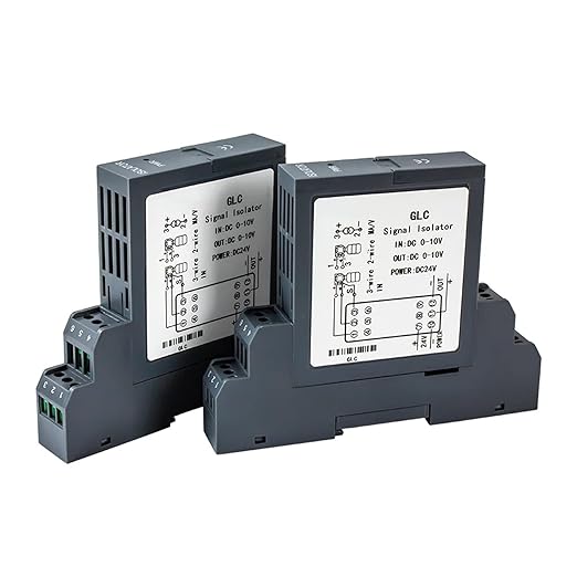 Analog Signal Isolator 4-20mA Signal Isolator Din Rail Mount 0.5% FS Precision for Industrial Automation PLC Control System(1 in 1 Out,Output 4-20MA_Input 0-10MA_DC24V)