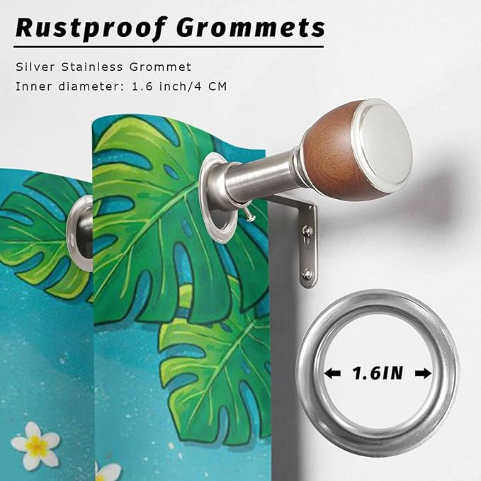 Summer Outdoor Curtains for Patio Plumeria Swimming Circles Ocean Beach Waterproof Outside Curtains with Grommet Top Weatherproof Curtain for Cabana Pergola Gazebo, 2 Pack, 54" W x 84" L