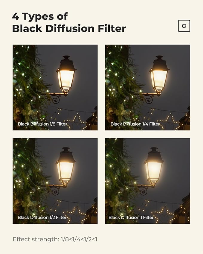 K&F CONCEPT 72mm Black Diffusion 1/8 Filter, Mist Dreamy Cinematic Effect Filter for Video/Vlog/Portrait Photography K-Series