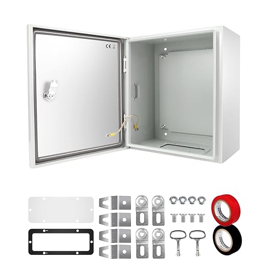 Outdoor Electrical Box, Steel Junction Box 12 x 10 x 6'', NEMA 4X Electrical Enclosure Box IP66 Waterproof & Dustproof, Universal Electrical Project Box with Lock & Mounting Plate