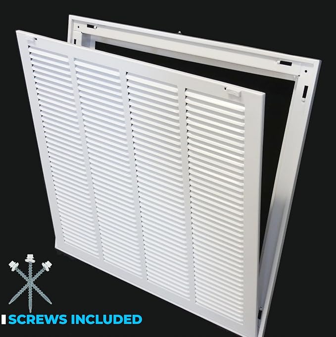 HVAC Premium 16 x 8 Duct Opening Steel Return Air Filter Grille, for 1-inch Filter, Removable Door, Flat Stamped HVAC Vent Cover Grille, Outer Dimensions 18.5 x 10.5
