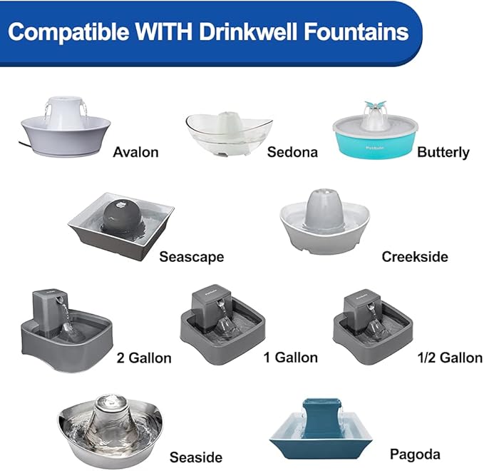 18PCS Carbon Filters and Foam Pre-Filter Replacement Set Compatible with Petsafe Drinkwell Avalon Pagoda Seascape Sedona Water Bowl Fountain Prefilters,Pet Water Fountain Filters,12+6 Pack