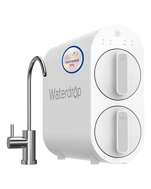 Waterdrop G2 Reverse Osmosis System, 7 Stage Tankless RO Water Filter System, Under Sink Water Filtration System, 400 GPD, 1:1 Pure to Drain, Reduces TDS, FCC Listed, USA Tech, WD-G2-W