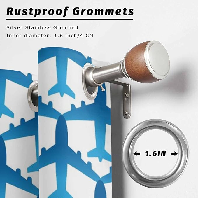 Blue Aircraft Waterproof Outdoor Curtains for Patio, Windproof Weatherproof Curtains with Weighted Hem, Modern Abstract Art Gradient Airplane Light Filtering Privacy Drapes for Porch 54"x 95" 2 Panels