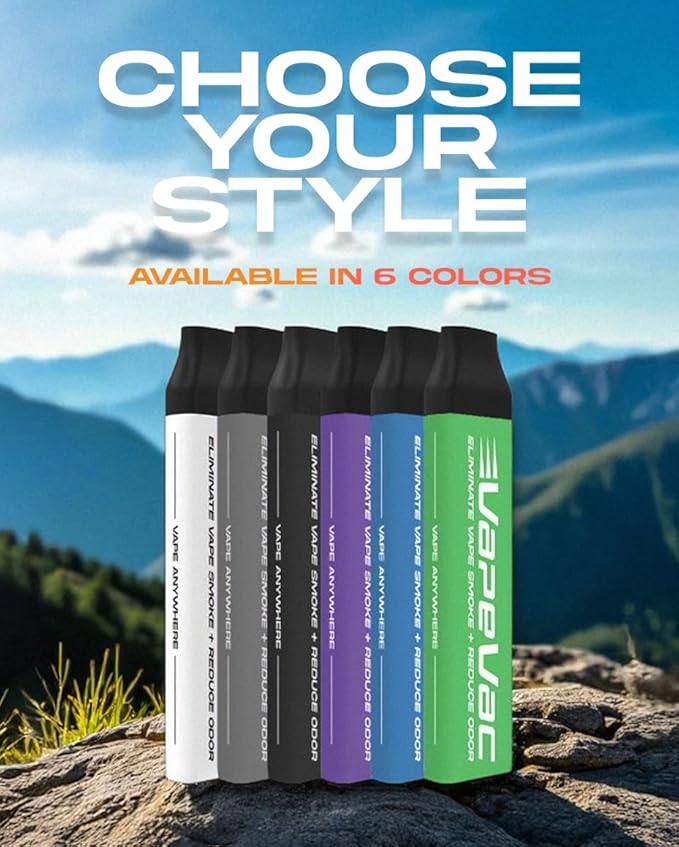 VapeVac (Registered AMZ Brand) – Pocket-Sized Personal Air Filter for Discreet Output Reduction | Minimizes Odor, Keeps Air Fresh | Not an Emission Device – 500+ Uses (White)