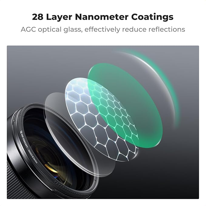 K&F CONCEPT 52mm True Color Ultra-Low Reflectivity CPL Filter Polarizer Lens Filter Circular Polarizing for Camera Lenses with 28 Multi-Coated (Nano-X Series)