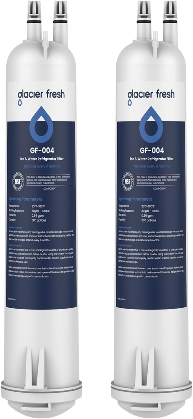 GLACIER FRESH EDR3RXD1 Refrigerator Water Filter, Compatible with 4396841, KAD3RXD1, WHR3RXD1, 4396841, 4396710, Filter 3, 46-9083,46-9030, 9030, 9083 Refrigerator Water Filter, 2 Pack