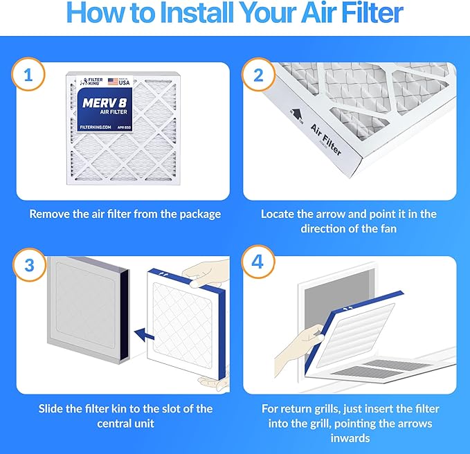 Filter King 26x64.5x1 Air Filter | 4-PACK | MERV 8 HVAC Pleated A/C Furnace Filters | MADE IN USA | Actual Size: 26 x 64.5 x .75"