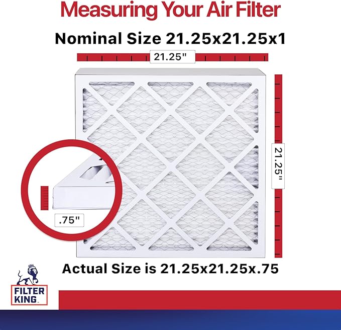 Filter King 21.25x21.25x1 Air Filter | 4-PACK | MERV 11 HVAC Pleated A/C Furnace Filters | MADE IN USA | Actual Size: 21.25 x 21.25 x .75"