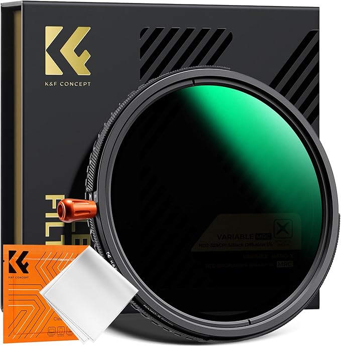 K&F CONCEPT 67mm Black Diffusion Mist Effect 1/4 & Variable ND2-32(1-5 Stops) & Circular Polarizing Filter CPL-in 1 HD Lens Filter with 28 Multi-Coatings for Camera Lenses (Nano-X Series)
