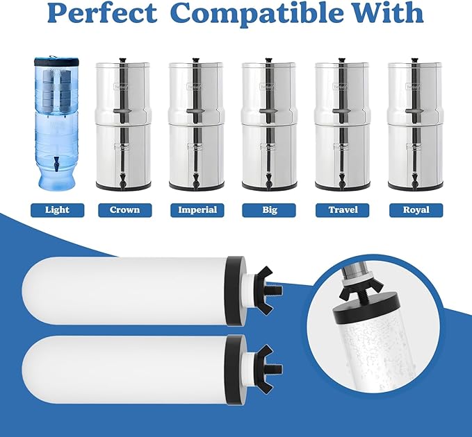 8.46-Inch 3-Stage Filtration Ceramic Purification Elements NSF/ANSI 42&372 Certified,Replacement for Berkey® ProOne® Ceramic Filter BB9-2® or Berkey® Big+ Gravity Water Filter System (2 Pack)