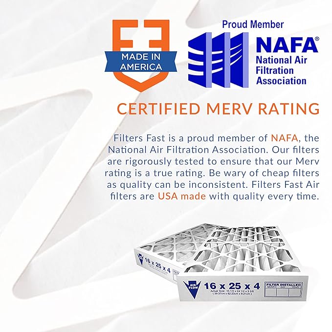 Filters Fast 14x36x1 Air Filter Merv 13, 1" AC Furnace Air Filters, Made in the USA, Actual Size: 13.75" x 35.75" x 0.75”, 6 Pack