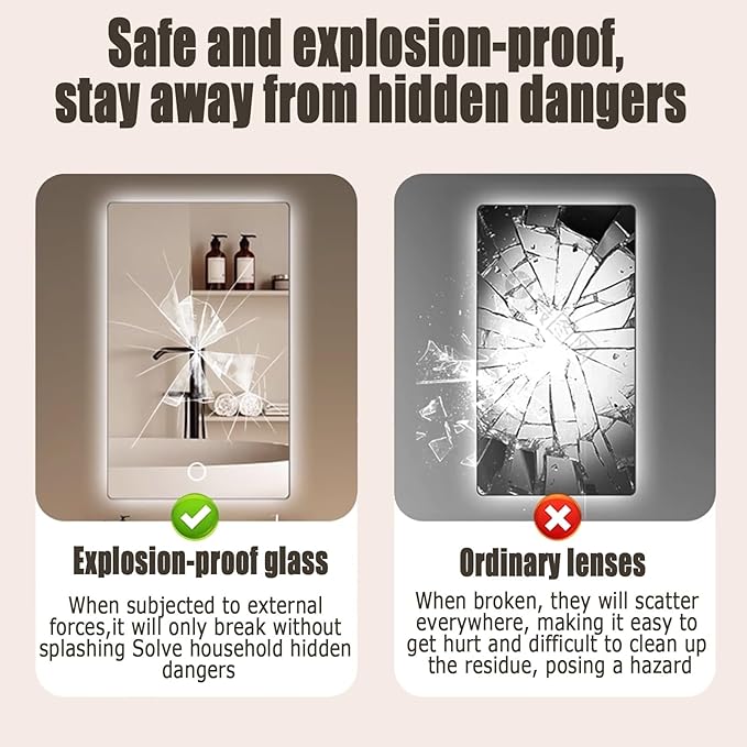 Backlit LED Illuminated Bathroom Mirror with LED Lights, Lighted Bathroom Makeup Wall Mounted Mirror with Demister Pad, Sensor Touch Switch, Horizontal/Vertical(A,H75*W100CM/H29.5*W39.3IN)