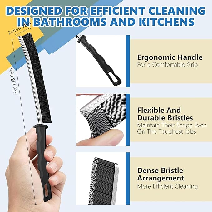 6Pcs Hard Bristle Crevice Cleaning Brush - Thin Gap, Small, Grout, Kitchen, Toilet, Bathroom, Sink, Window Cleaning Tools