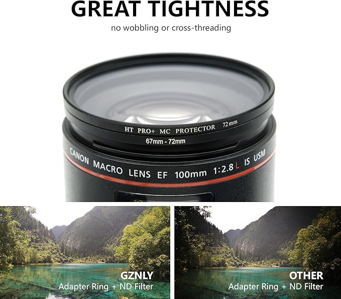 49mm to 46mm Step Up Ring Filter Adapter Black Metal Step up Adapter Rings Compatible with All Brand UV CPL ND Camera Lens Filter Step Down Ring (49mm-46mm)