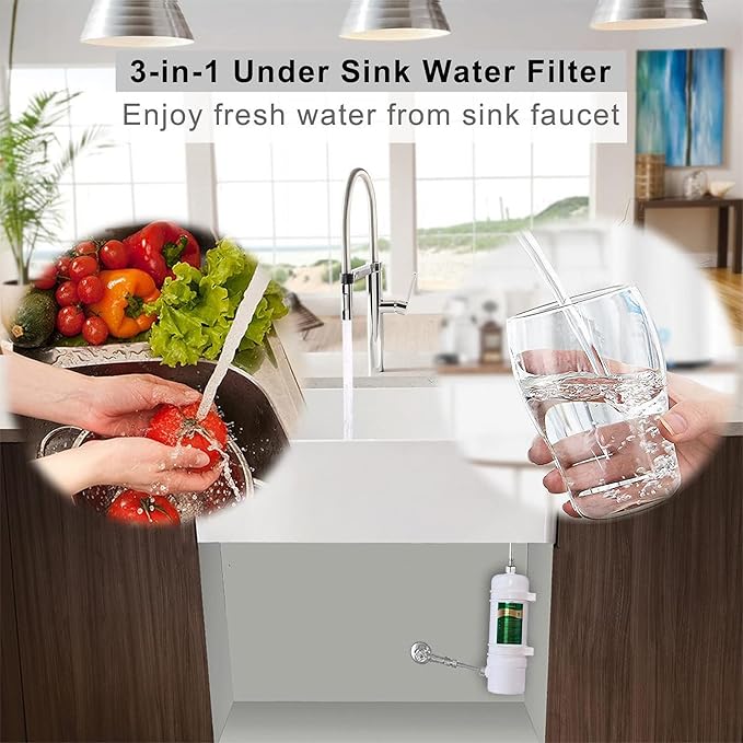 Full Flow Under Sink Water Filter, 13K Gallons Direct Connect Under Counter Drinking Water Filtration System, Removes Chlorine, Chloramine, Lead, Heavy Metals, Odors, Bad Tastes and More