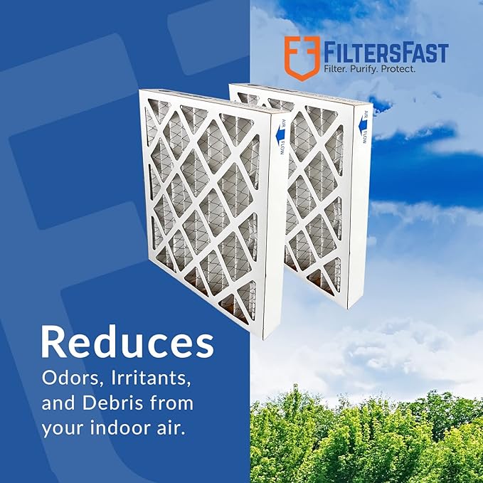 Filters Fast 20x20x2 Pleated Air Filter Merv 11, 2 inch AC Furnace Air Filters, Made in the USA, Actual Size 19.5x19.5x1.75, 6 Pack