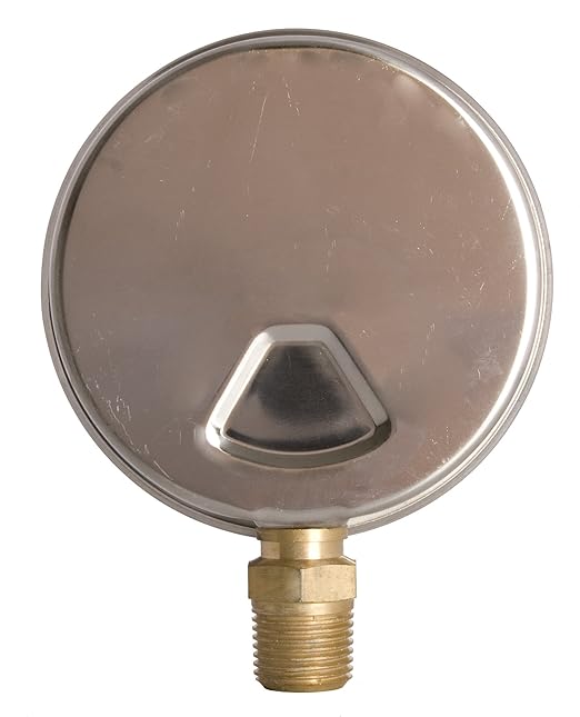 4" Oil Filled Pressure Gauge - Stainless Steel Case, Brass, 1/2" NPT, Lower Mount Connection, 0-15,000PSI