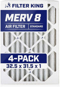 Filter King 32.5x31.5x1 Air Filter | 4-PACK | MERV 8 HVAC Pleated A/C Furnace Filters | MADE IN USA | Actual Size: 32.5 x 31.5 x .75"