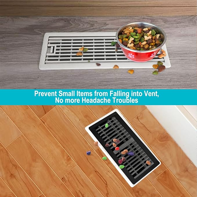 Magnetic Floor Register Vent Covers, 4 x 14 Inch Air Vent Filter Mesh, Sticky Magnet PVC Vent Screen Net for Wall Ceiling Floor Catches Toys Snacks Pet Hair and Pet Food 4 Pack