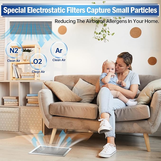 UBeesize Air Vent Filters Kit - 20" x 100" Cut to Size Air Filter Material (70+ Filters), With Adhesive Hook Tape for Home Floor, Grilles, Ceiling, HVAC Furnace Vents
