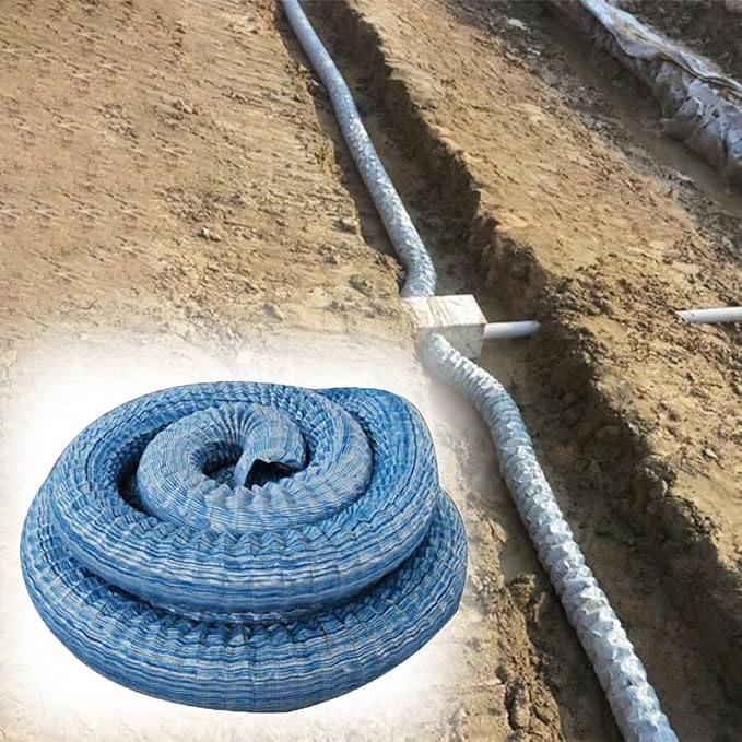 5cm/2in Diameter French Drain Pipe Perforated Drainage Pipes, Soft Infiltration Tubular Underground Drainage Systems for Outside Driveway/Sidewalk, Steel Wire Reinforced Permeable Tube(1150cm)