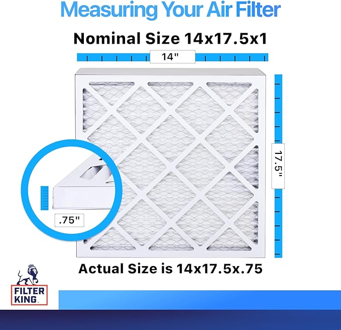 Filter King 14x17.5x1 Air Filter | 4-PACK | MERV 8 HVAC Pleated A/C Furnace Filters | MADE IN USA | Actual Size: 14 x 17.5 x .75"