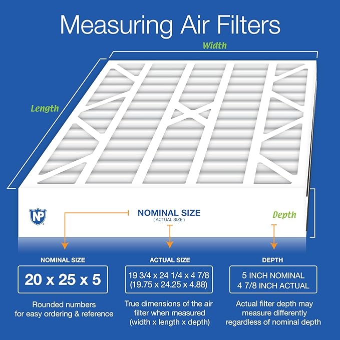 Nordic Pure 20x25x5 (Actual Size: 19 3/4 x 24 1/4 x 4 7/8) Air Bear Replacement 266649-102 MERV 13 Air Filters 4 Pack