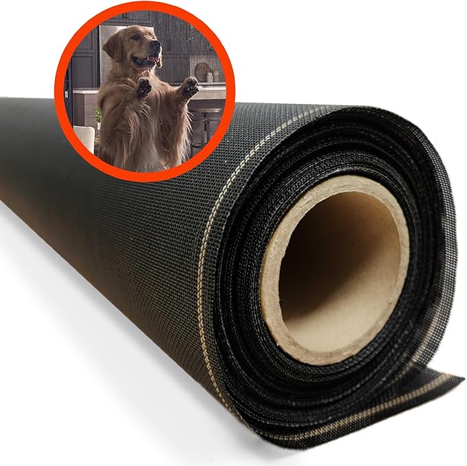 Pet & Weather Resistant Insect Screen - 17/14 Super Screen (120 in x 50 ft) - Mesh Screen for Patio Porch Pool Cage & Lanai - Replacement Screen Roll, Black - Dog & Cat Proof Screens for Windows