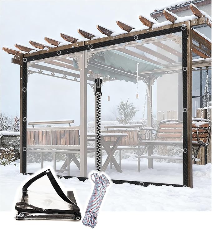 Curtain Patio Enclosure, Water Proof PVC Curtains for Gazebos with Zip, Transparent Outdoor Tarps for Patio Enclosure, Camping, Porch(1.8x3m)