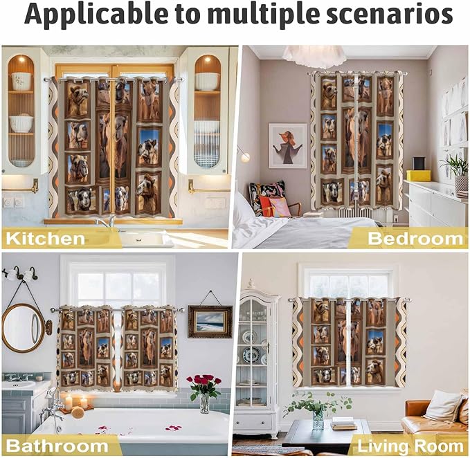 2 Panel Kitchen Cafe Curtains, Desert Camels Sunlight Filtering Nature Air Through, Home Decor Window Covering Tier Curtains for Living Room 80W x 63L inch Western Wildlife Brown Animals Country