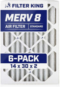 Filter King 14x30x2 Air Filter | 6-PACK | MERV 8 HVAC Pleated A/C Furnace Filters | MADE IN USA | Actual Size: 13.5 x 29.5 x 1.75"
