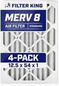 Filter King 12.5x54x1 Air Filter | 4-PACK | MERV 8 HVAC Pleated A/C Furnace Filters | MADE IN USA | Actual Size: 12.5 x 54 x .75"