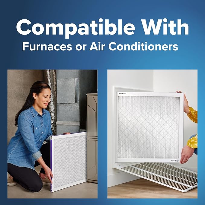 Filtrete 16x25x1 AC Furnace Air Filter, MERV 12, MPR 1500, CERTIFIED asthma & allergy friendly, 3 Month Pleated 1-Inch Electrostatic Air Cleaning Filter, 6-Pack (Actual Size 15.69x24.69x0.78 in)