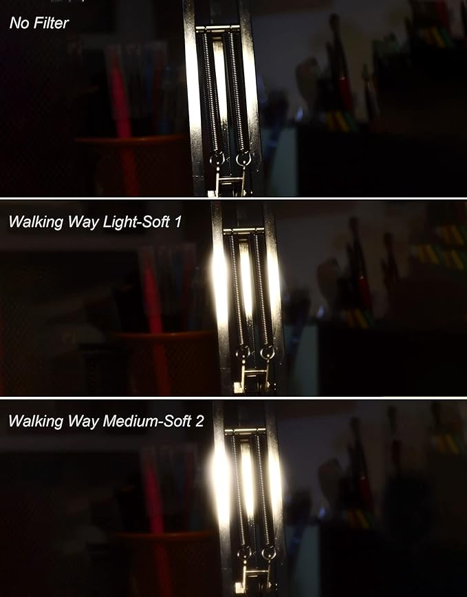 Walking Way 49MM Soft Focus Filter White Pro Mist Diffusion Filter Dreamy Fog Effect Circular Lens Filter Set Softening Diffuser for Digital DSLR Camera and Video 2pcs(Soft 1 and 2)